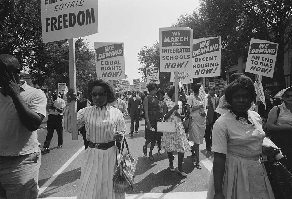 Protestors at a march for rights