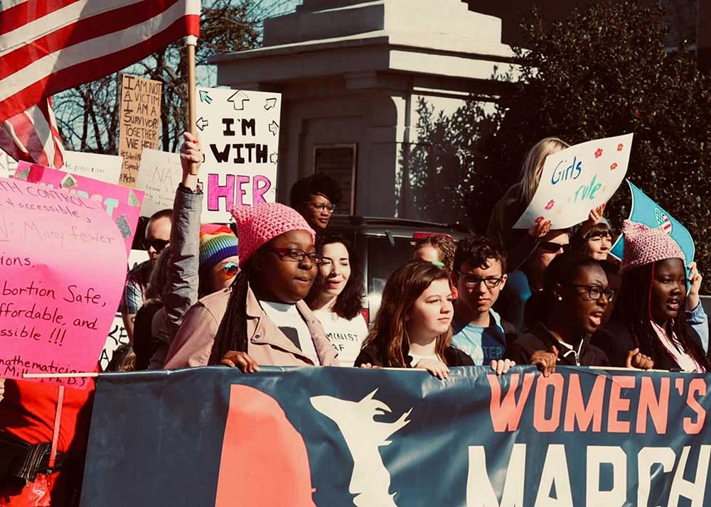 Protestors at a women's rights march